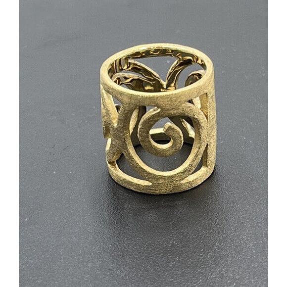 Andara Wide Band Brushed Textured Gold Tone Wide Cigar Band Ring Sz 6-6.5 - Picture 7 of 15